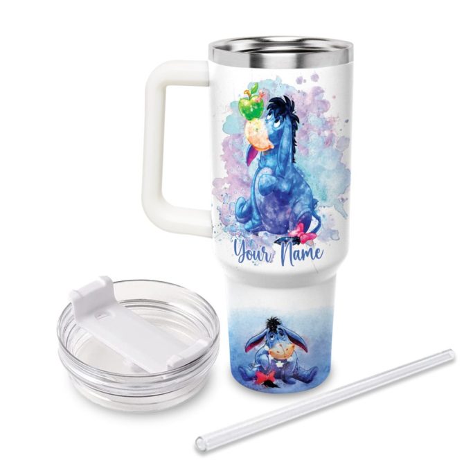 Eeyore Cartoon Custom Stanley Quencher 40Oz Stainless Steel Tumbler - Image 2