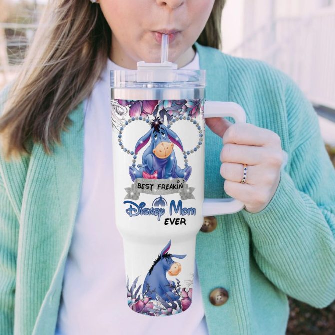 Eeyore Cartoon Custom Stanley Quencher 40Oz Stainless Steel Tumbler - Image 5