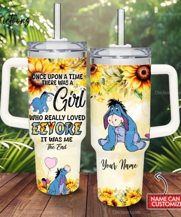Eeyore Cartoon Custom Stanley Quencher 40Oz Stainless Steel Tumbler
