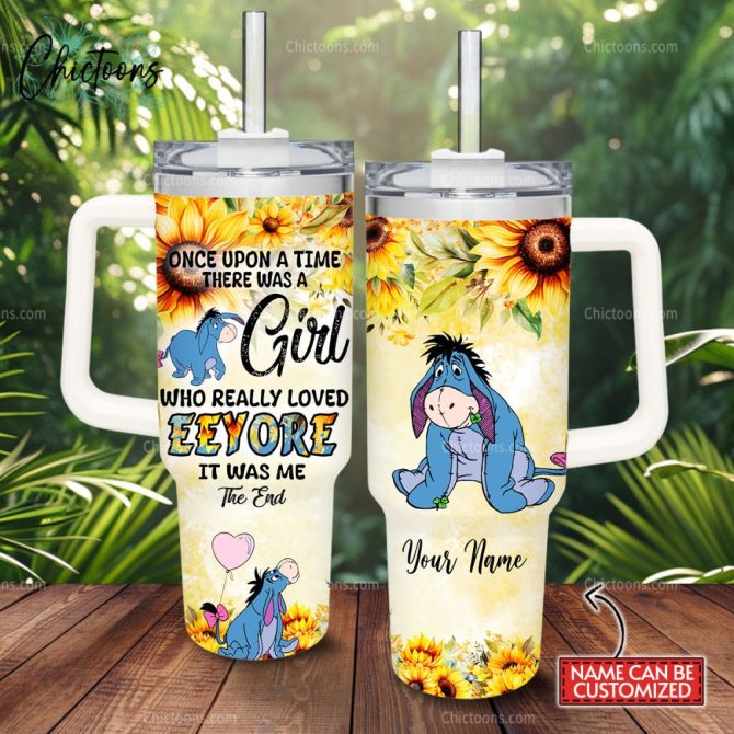 Eeyore Cartoon Custom Stanley Quencher 40Oz Stainless Steel Tumbler