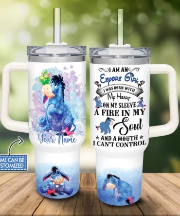Eeyore Cartoon Custom Stanley Quencher 40Oz Stainless Steel Tumbler