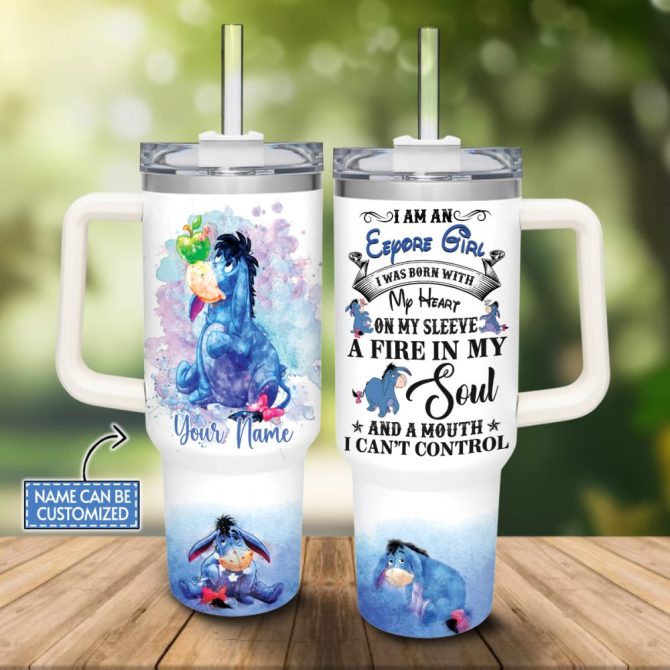 Eeyore Cartoon Custom Stanley Quencher 40Oz Stainless Steel Tumbler