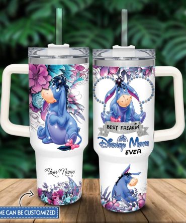 Eeyore Cartoon Custom Stanley Quencher 40Oz Stainless Steel Tumbler