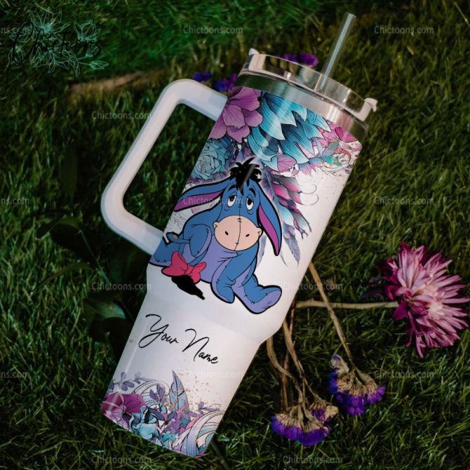 Eeyore Cartoon Custom Stanley Quencher 40Oz Stainless Steel Tumbler - Image 5