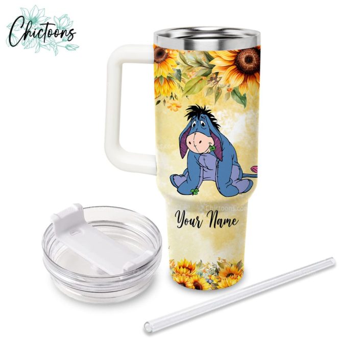 Eeyore Cartoon Custom Stanley Quencher 40Oz Stainless Steel Tumbler - Image 3