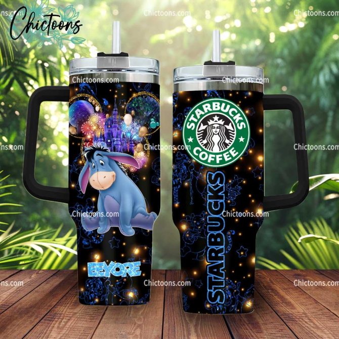Eeyore Starbucks Cartoon Custom Stanley Quencher 40Oz Stainless Steel Tumbler