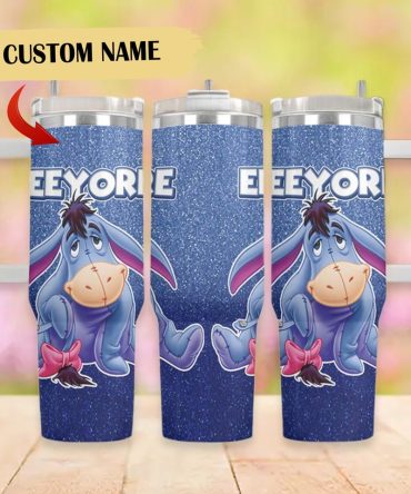 Eeyore Winnie The Pooh Cartoon Custom Stanley Quencher 40Oz Stainless Steel Tumbler