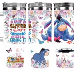 Eeyore Winnie The Pooh Cartoon Custom Stanley Quencher 40Oz Stainless Steel Tumbler