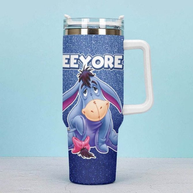 Eeyore Winnie The Pooh Cartoon Custom Stanley Quencher 40Oz Stainless Steel Tumbler - Image 4