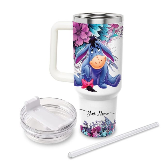 Eeyore Winnie The Pooh Cartoon Custom Stanley Quencher 40Oz Stainless Steel Tumbler With Handle - Image 2