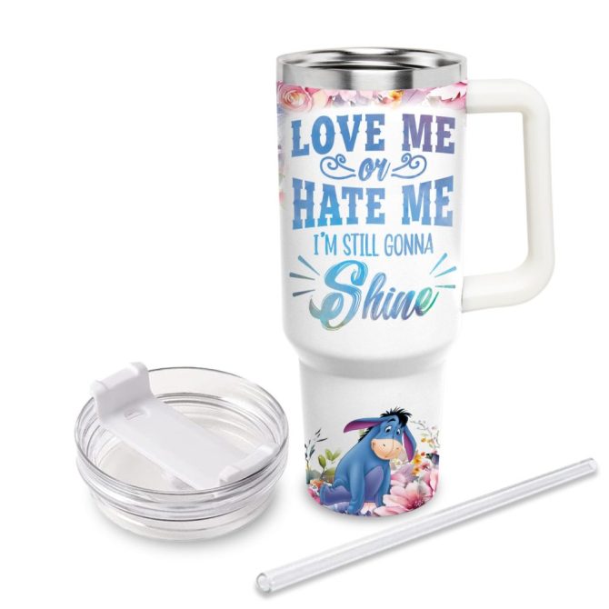 Eeyore Winnie The Pooh Cartoon Custom Stanley Quencher 40Oz Stainless Steel Tumbler With Handle - Image 3