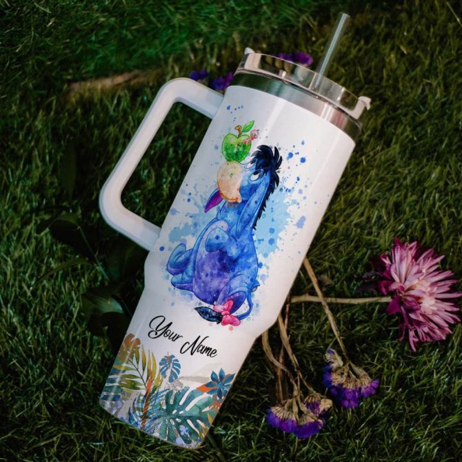 Eeyore Winnie The Pooh Cartoon Custom Stanley Quencher 40Oz Stainless Steel Tumbler With Handle - Image 6