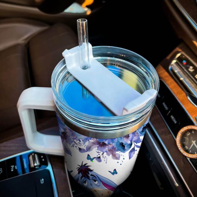 Eeyore Winnie The Pooh Cartoon Custom Stanley Quencher 40Oz Stainless Steel Tumbler With Handle - Image 4