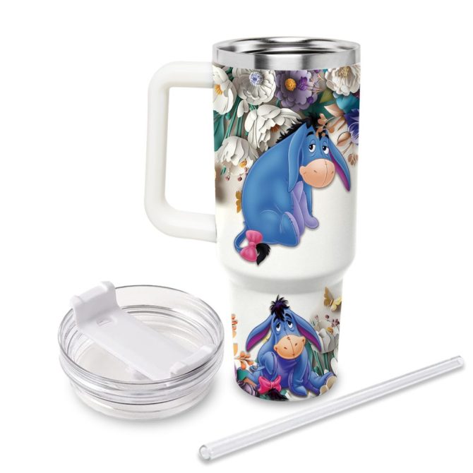 Eeyore Winnie The Pooh Cartoon Custom Stanley Quencher 40Oz Stainless Steel Tumbler With Handle - Image 2