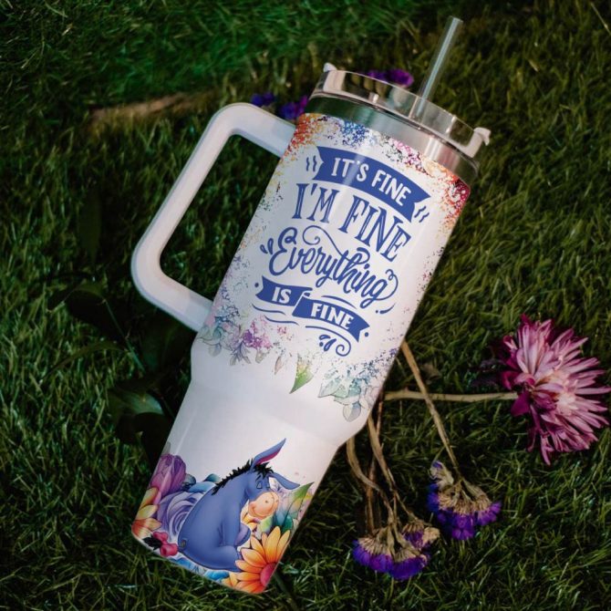 Eeyore Winnie The Pooh Cartoon Custom Stanley Quencher 40Oz Stainless Steel Tumbler With Handle - Image 6