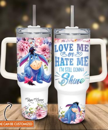 Eeyore Winnie The Pooh Cartoon Custom Stanley Quencher 40Oz Stainless Steel Tumbler With Handle