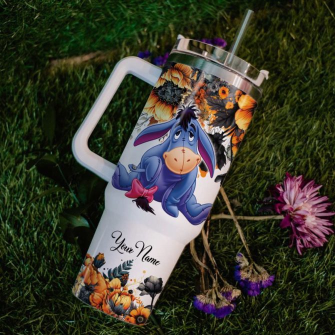 Eeyore Winnie The Pooh Cartoon Custom Stanley Quencher 40Oz Stainless Steel Tumbler With Handle - Image 7