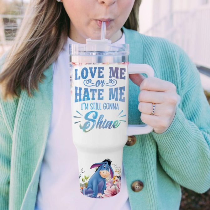 Eeyore Winnie The Pooh Cartoon Custom Stanley Quencher 40Oz Stainless Steel Tumbler With Handle - Image 5