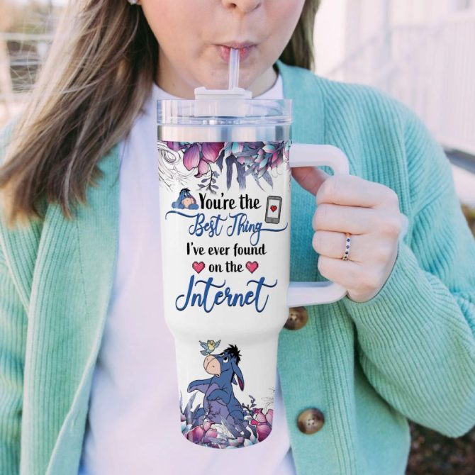 Eeyore Winnie The Pooh Cartoon Custom Stanley Quencher 40Oz Stainless Steel Tumbler With Handle - Image 5