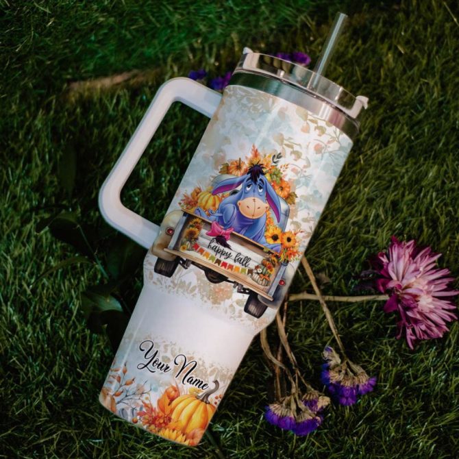 Eeyore Winnie The Pooh Cartoon Custom Stanley Quencher 40Oz Stainless Steel Tumbler With Handle - Image 6