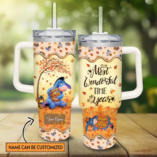 Eeyore Winnie The Pooh Cartoon Custom Stanley Quencher 40Oz Stainless Steel Tumbler With Handle