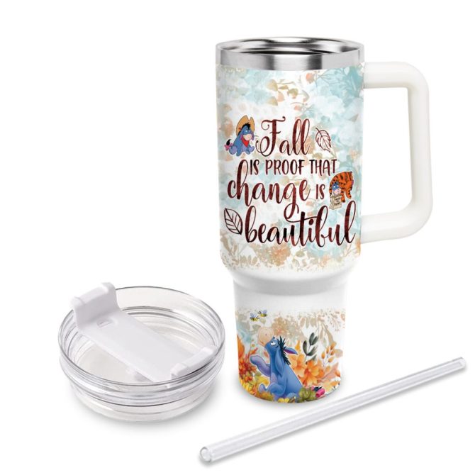 Eeyore Winnie The Pooh Cartoon Custom Stanley Quencher 40Oz Stainless Steel Tumbler With Handle - Image 3