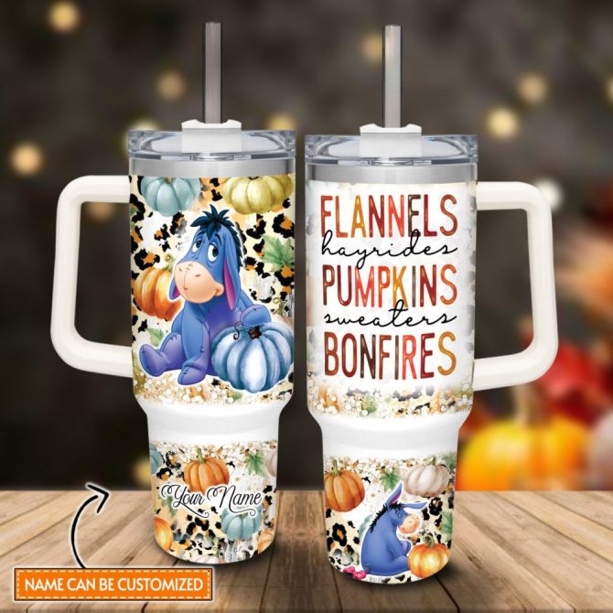 Eeyore Winnie The Pooh Cartoon Custom Stanley Quencher 40Oz Stainless Steel Tumbler With Handle - Image 2