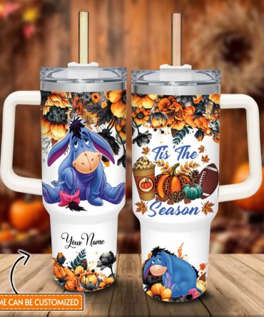 Eeyore Winnie The Pooh Cartoon Custom Stanley Quencher 40Oz Stainless Steel Tumbler With Handle