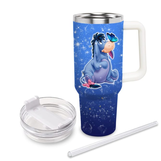 Eeyore Winnie The Pooh Cartoon Custom Stanley Quencher 40Oz Stainless Steel Tumbler With Handle - Image 3