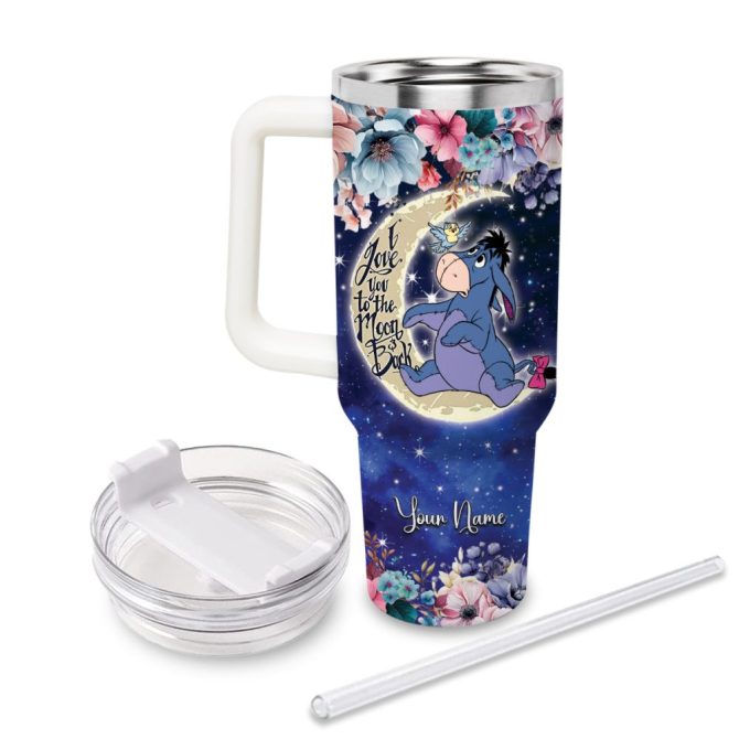 Eeyore Winnie The Pooh Cartoon Custom Stanley Quencher 40Oz Stainless Steel Tumbler With Handle - Image 2