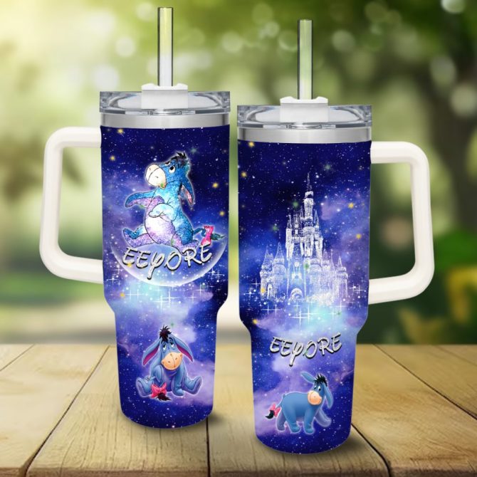 Eeyore Winnie The Pooh Cartoon Custom Stanley Quencher 40Oz Stainless Steel Tumbler With Handle
