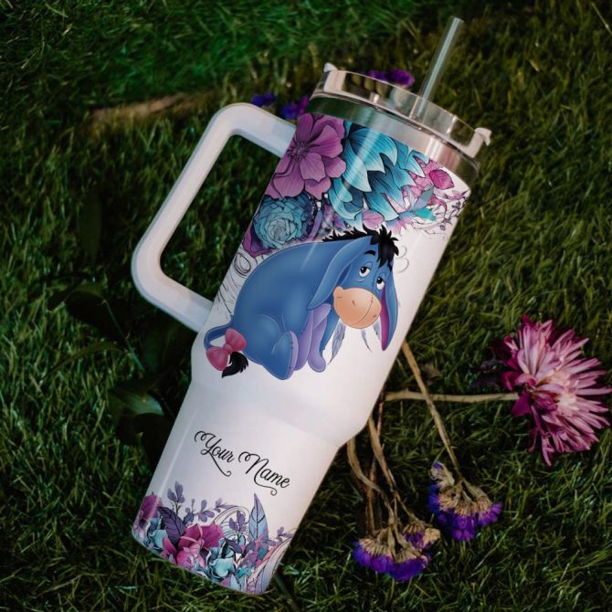 Eeyore Winnie The Pooh Cartoon Custom Stanley Quencher 40Oz Stainless Steel Tumbler With Handle - Image 6