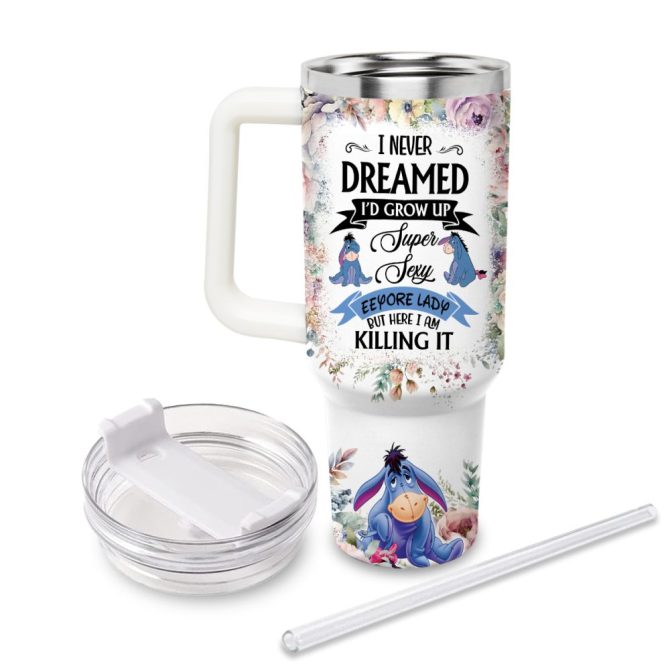 Eeyore Winnie The Pooh Cartoon Custom Stanley Quencher 40Oz Stainless Steel Tumbler With Handle - Image 2