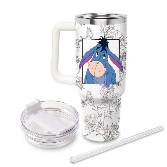 Eeyore Winnie The Pooh Cartoon Custom Stanley Quencher 40Oz Stainless Steel Tumbler With Handle - Image 2