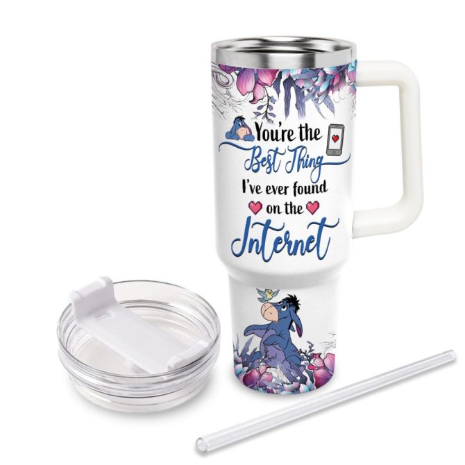 Eeyore Winnie The Pooh Cartoon Custom Stanley Quencher 40Oz Stainless Steel Tumbler With Handle - Image 3
