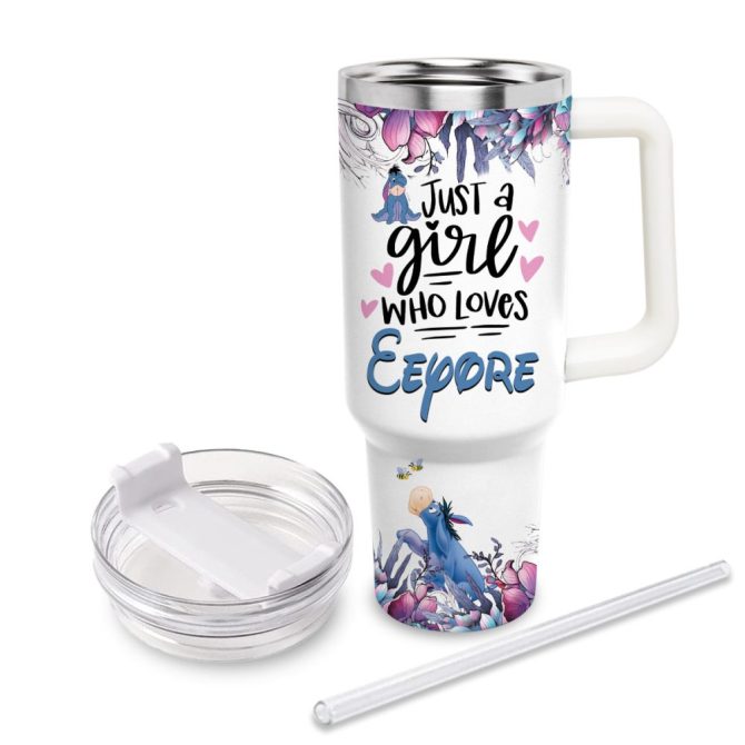 Eeyore Winnie The Pooh Cartoon Custom Stanley Quencher 40Oz Stainless Steel Tumbler With Handle - Image 3