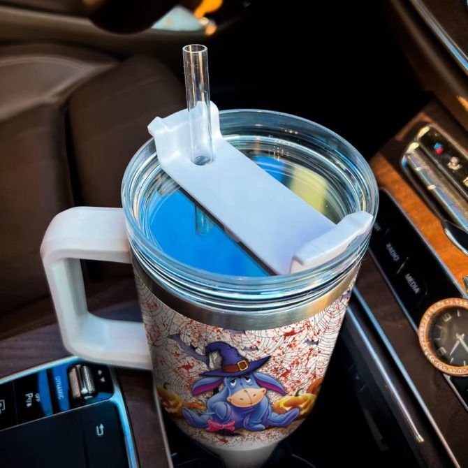 Eeyore Winnie The Pooh Cartoon Custom Stanley Quencher 40Oz Stainless Steel Tumbler With Handle - Image 4