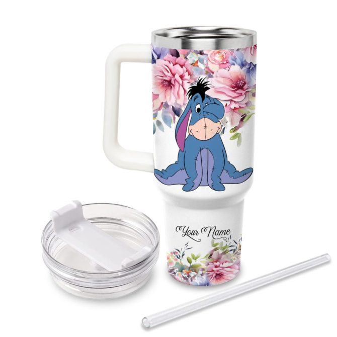 Eeyore Winnie The Pooh Cartoon Custom Stanley Quencher 40Oz Stainless Steel Tumbler With Handle - Image 2