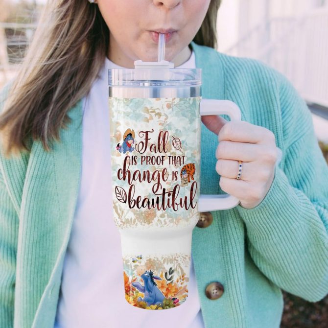 Eeyore Winnie The Pooh Cartoon Custom Stanley Quencher 40Oz Stainless Steel Tumbler With Handle - Image 5