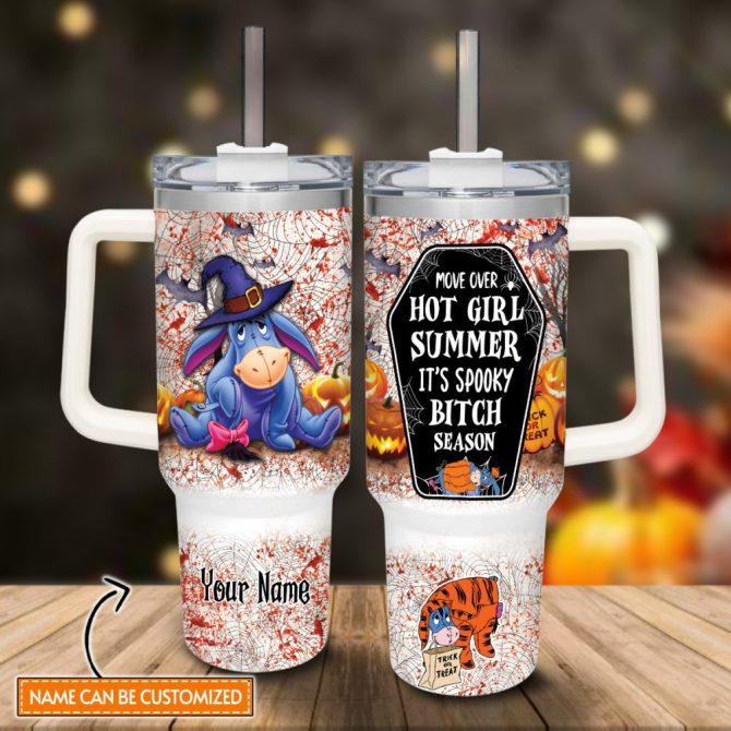 Eeyore Winnie The Pooh Cartoon Custom Stanley Quencher 40Oz Stainless Steel Tumbler With Handle