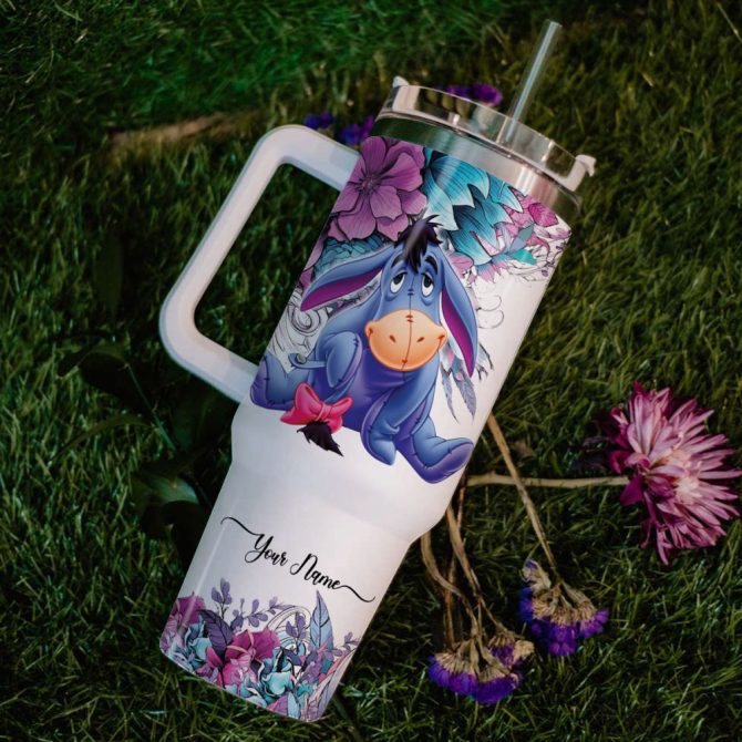 Eeyore Winnie The Pooh Cartoon Custom Stanley Quencher 40Oz Stainless Steel Tumbler With Handle - Image 6