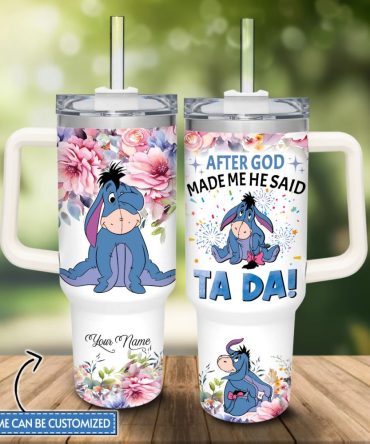 Eeyore Winnie The Pooh Cartoon Custom Stanley Quencher 40Oz Stainless Steel Tumbler With Handle