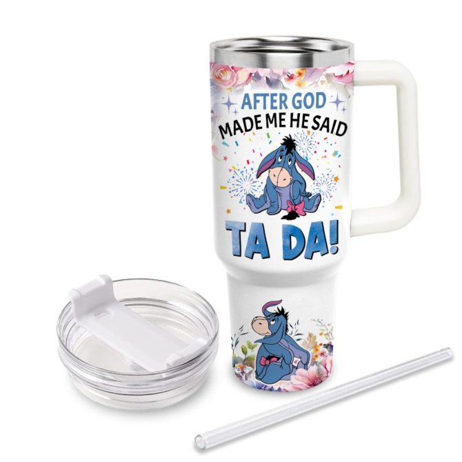 Eeyore Winnie The Pooh Cartoon Custom Stanley Quencher 40Oz Stainless Steel Tumbler With Handle - Image 3