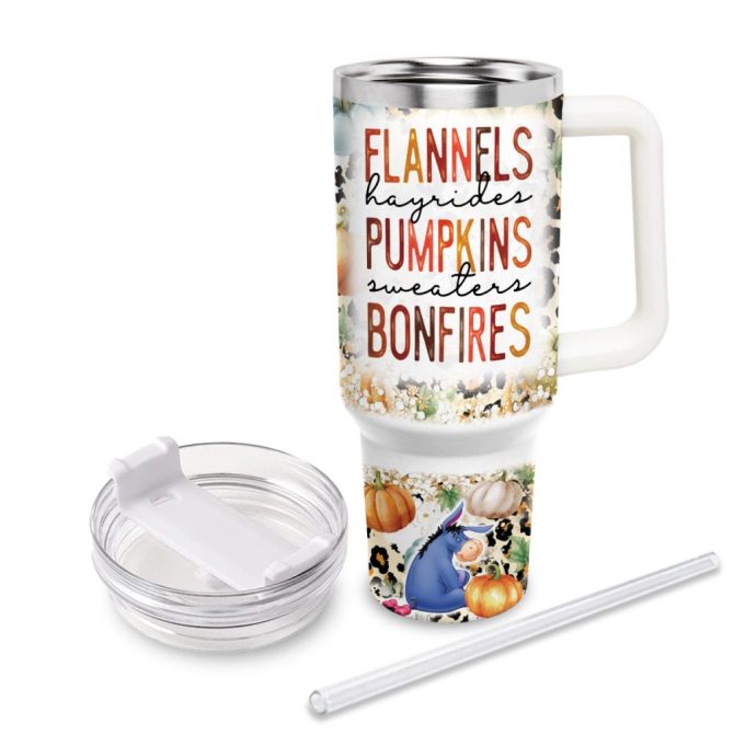 Eeyore Winnie The Pooh Cartoon Custom Stanley Quencher 40Oz Stainless Steel Tumbler With Handle - Image 4