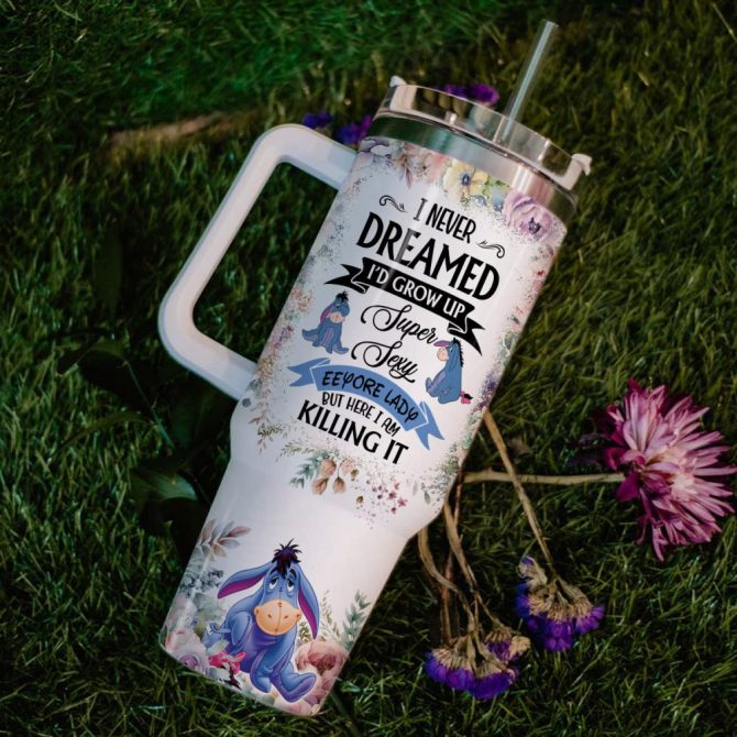 Eeyore Winnie The Pooh Cartoon Custom Stanley Quencher 40Oz Stainless Steel Tumbler With Handle - Image 6
