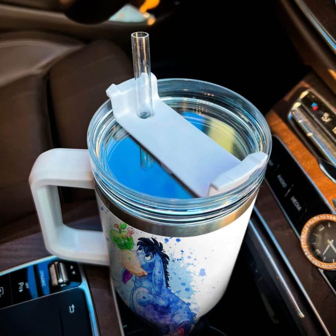 Eeyore Winnie The Pooh Cartoon Custom Stanley Quencher 40Oz Stainless Steel Tumbler With Handle - Image 4