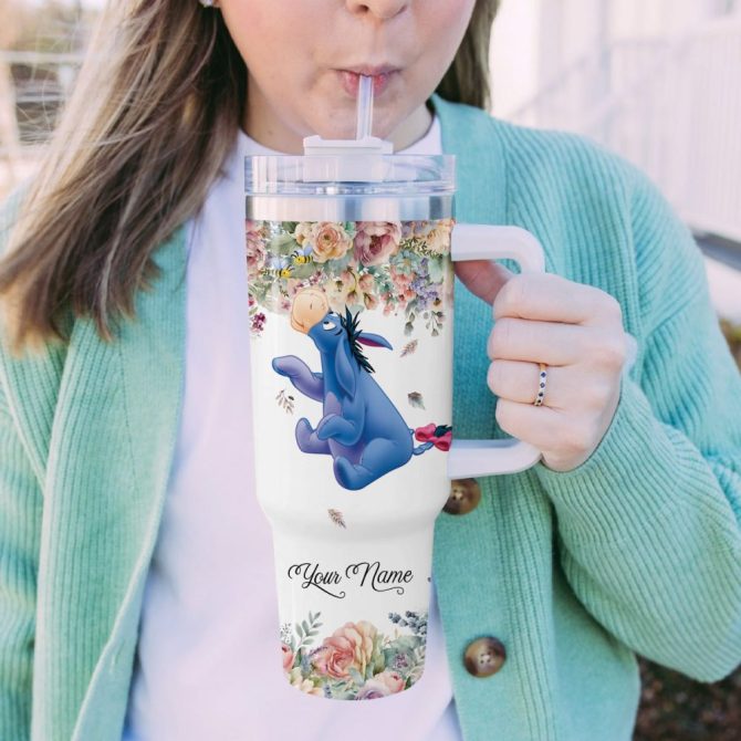 Eeyore Winnie The Pooh Cartoon Custom Stanley Quencher 40Oz Stainless Steel Tumbler With Handle - Image 5