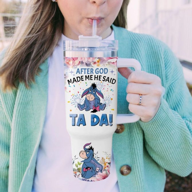 Eeyore Winnie The Pooh Cartoon Custom Stanley Quencher 40Oz Stainless Steel Tumbler With Handle - Image 5