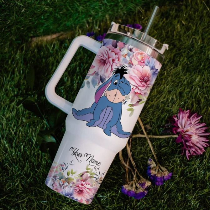 Eeyore Winnie The Pooh Cartoon Custom Stanley Quencher 40Oz Stainless Steel Tumbler With Handle - Image 6