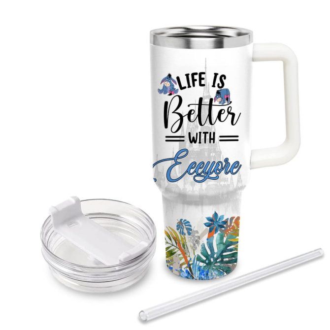 Eeyore Winnie The Pooh Cartoon Custom Stanley Quencher 40Oz Stainless Steel Tumbler With Handle - Image 3
